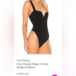 Free People Black Pippa V-Wire Bodysuit Size Small